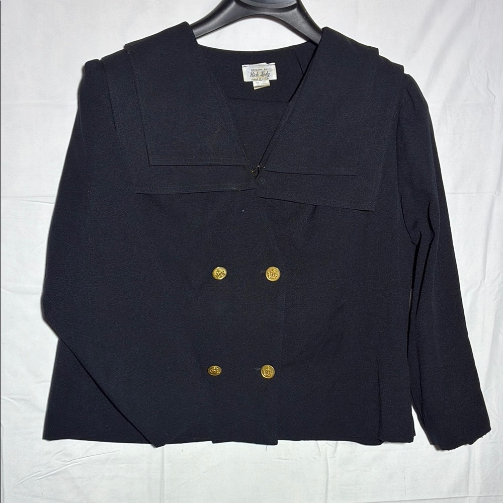 Vintage 70s ILGWU Rich Lady Sailor Collar Dress Suit 2 Piece made USA